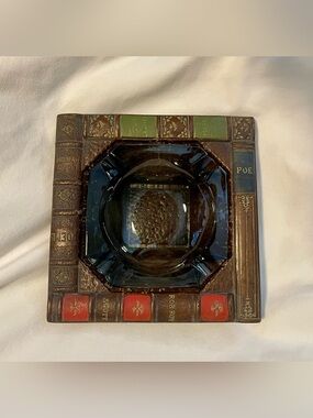 *VINTAGE* Book Spine Ashtray - square w/gray glass insert - Librarian/Tobacciana